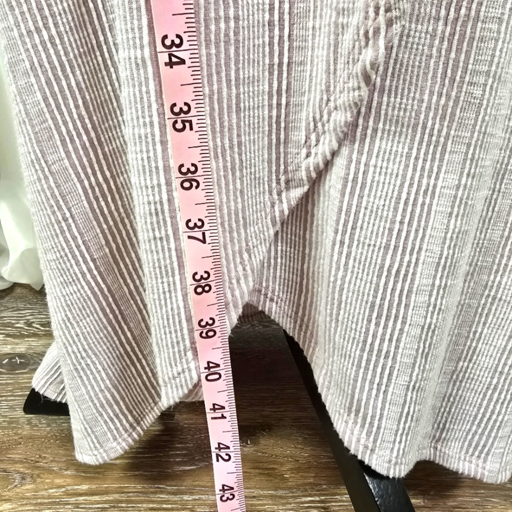2/$30 Petal Pink & White Stripe Faux Wrap Midi Dress Super Soft Womens Size M - Picture 4 of 10